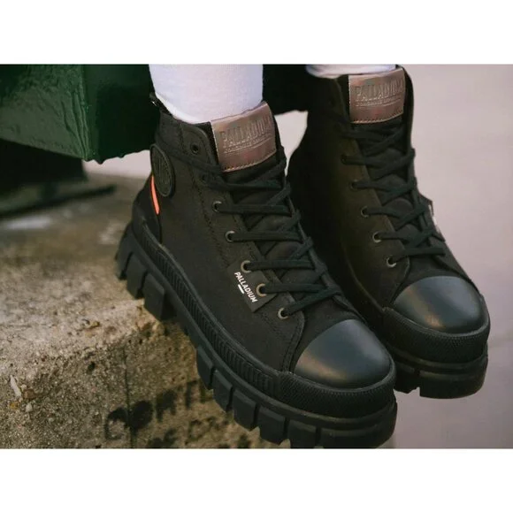 Palladium Women's Revolt Hi TX Boots Size 10 Medium 97242-010-M Black/Black Rugg - Picture 8 of 13